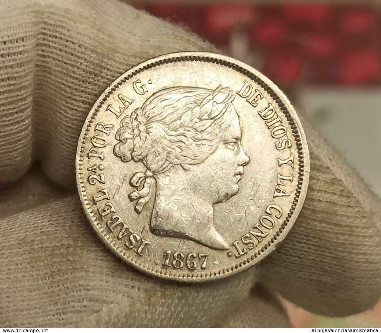 España Spain Isabel II - 40 Céntimos De Escudo 1867 Madrid Km 628.2 Plata - Otros & Sin Clasificación