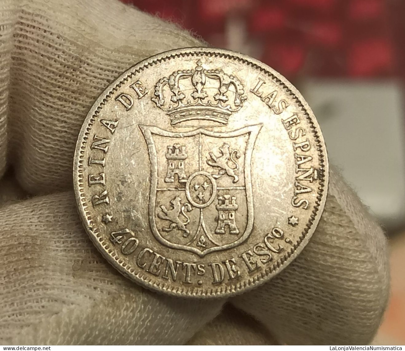 España Spain Isabel II - 40 Céntimos De Escudo 1867 Madrid Km 628.2 Plata - Otros & Sin Clasificación