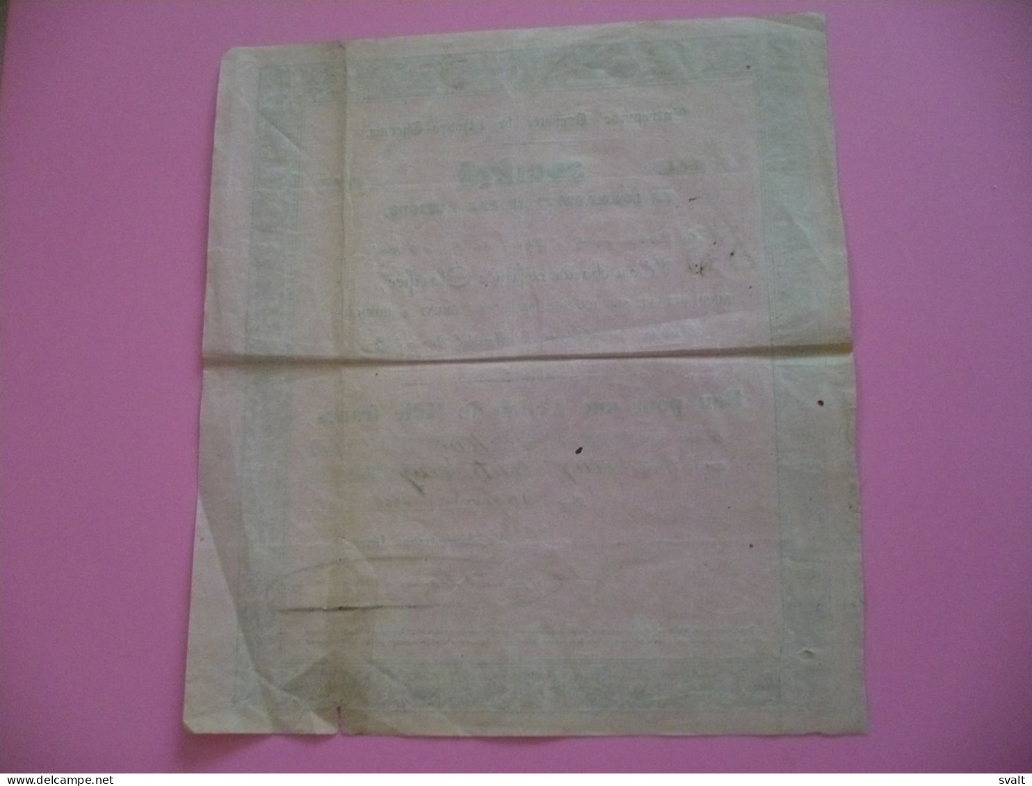 ANCIENNE ACTION DE 1000 Francs 1836  ENTREPRISE  BREVETEE DE L'HYDRO TERME - Other & Unclassified