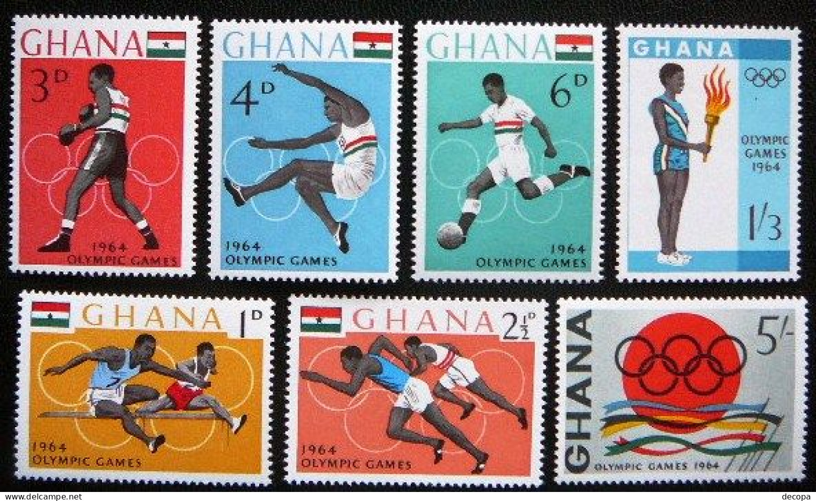 (dcos-248)   Ghana      Michel  188-94     Yvert  171-77          MNH  1964 - Sommer 1964: Tokio