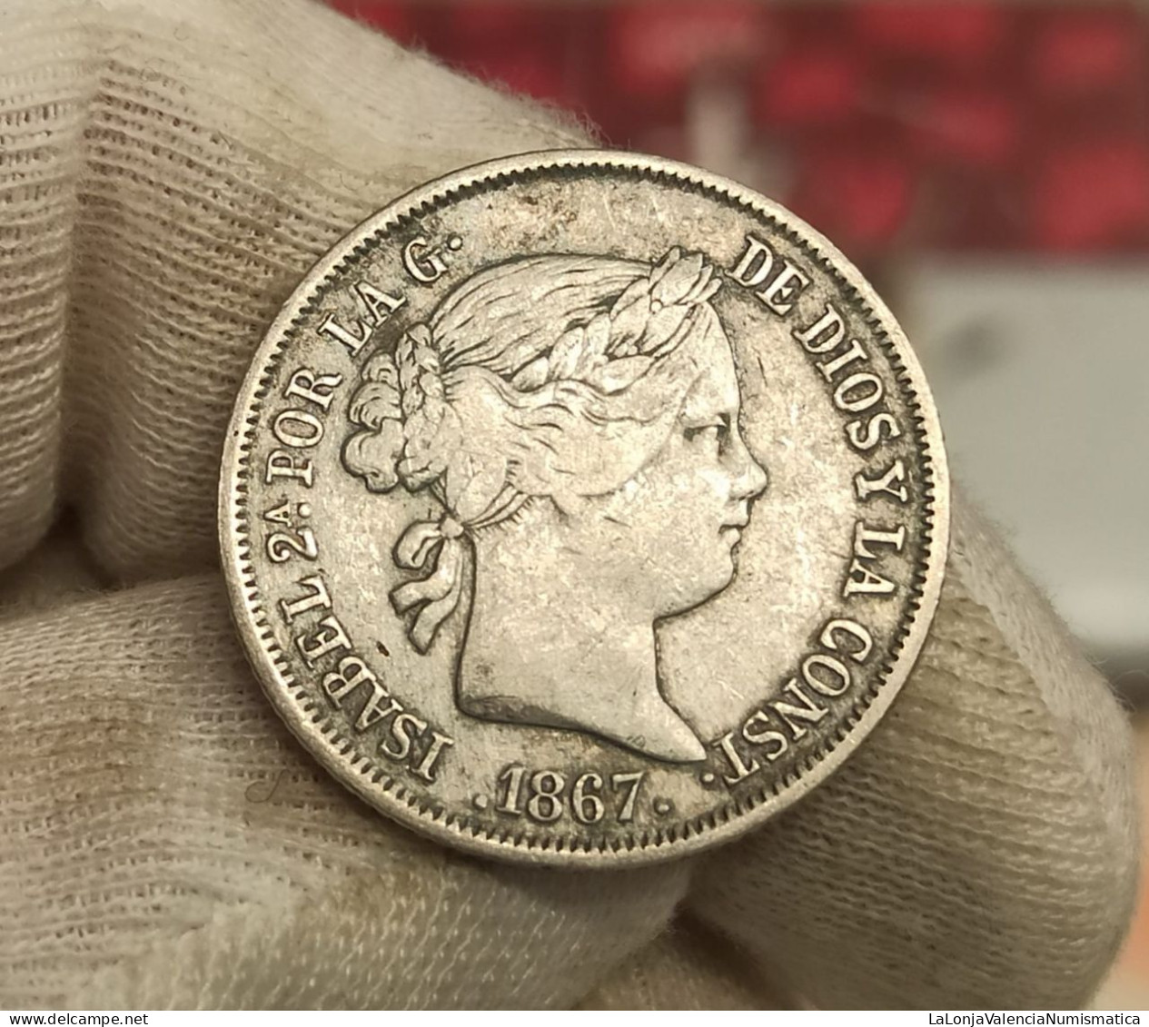 España Spain Isabel II - 40 Céntimos De Escudo 1867 Madrid Km 628.2 Plata - Sonstige & Ohne Zuordnung