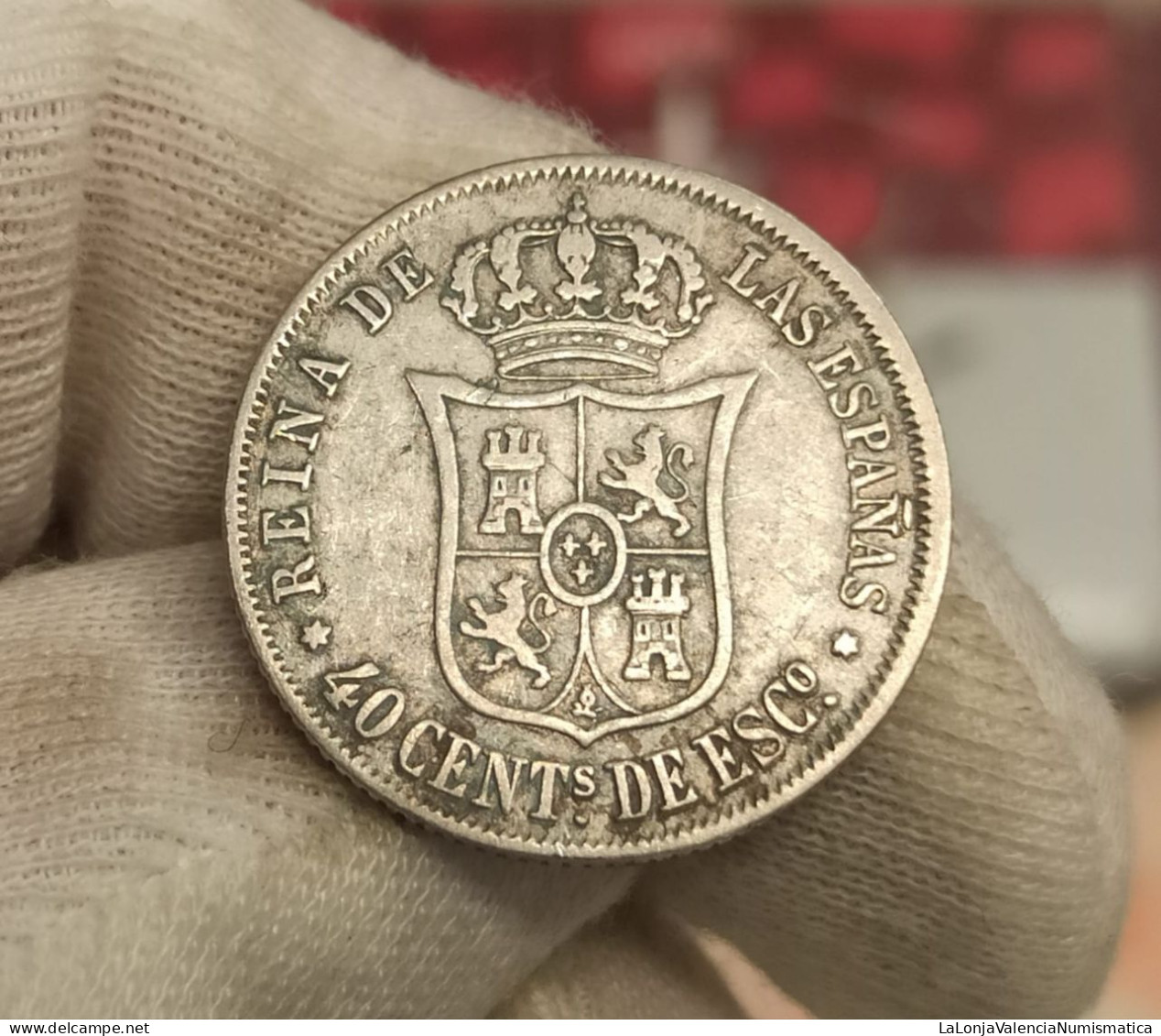 España Spain Isabel II - 40 Céntimos De Escudo 1867 Madrid Km 628.2 Plata - Autres & Non Classés