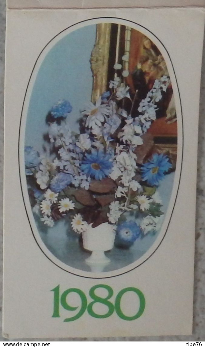 Petit Calendrier De Poche 1980 Fleurs Concessionnaire Motobecane Pontault Combault Seine Et Marne - Tamaño Pequeño : 1971-80