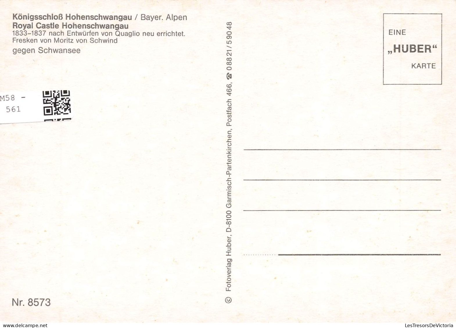 ALLEMAGNE - KonigsschloB Hohenschwangau / Bayer Alpen Royal Castle Hohenschwangau - Gegen Schwansee - Carte Postale - Autres & Non Classés