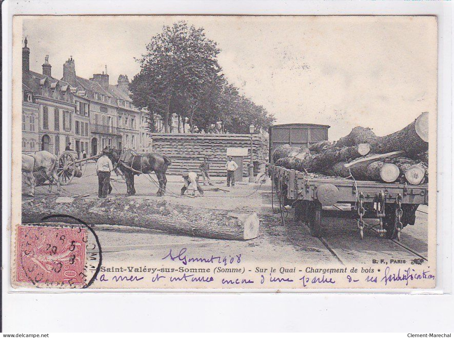 SAINT-VALERY-SUR-SOMME: Sur Le Quai, Chargement De Bois, Chemin De Fer - Très Bon état - Saint Valery Sur Somme