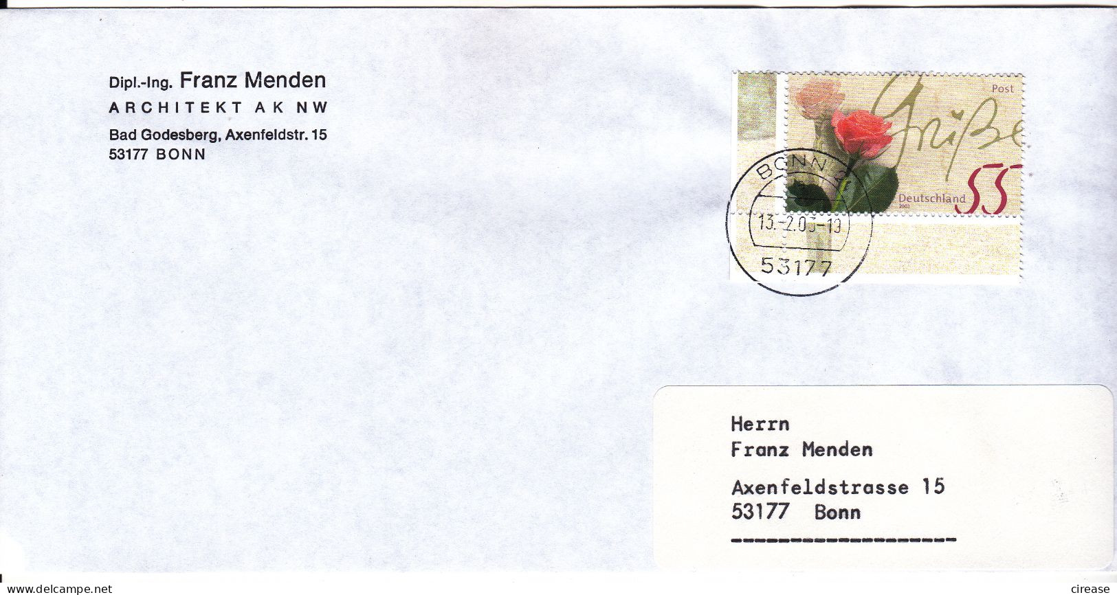 FLOWERS ROSES COVER GERMANY - Lettres & Documents