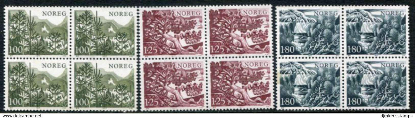 NORWAY 1977 Trees Blocks Of 4 MNH / **.  Michel 744-46 - Unused Stamps