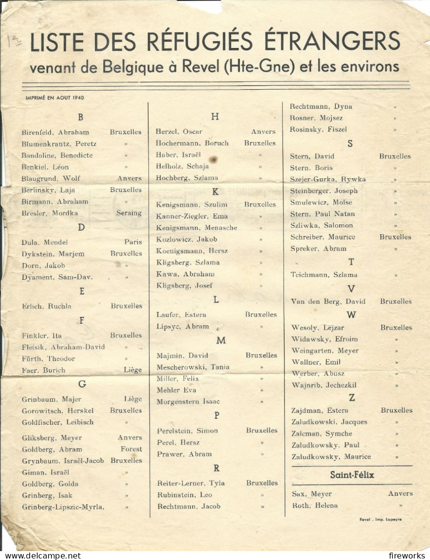 RARE - FRANCE - Entier Postal En Franchise Du Service Des Réfugiés étrangers Avec Liste Nominative Des Réfugiés - Lettres & Documents