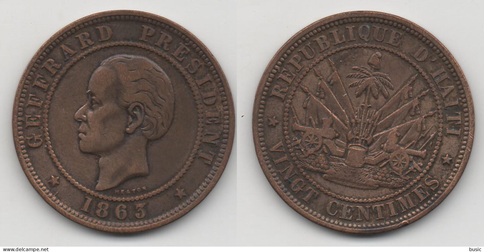 + HAITI  + 20  CENTIMES  1863  + - Haïti