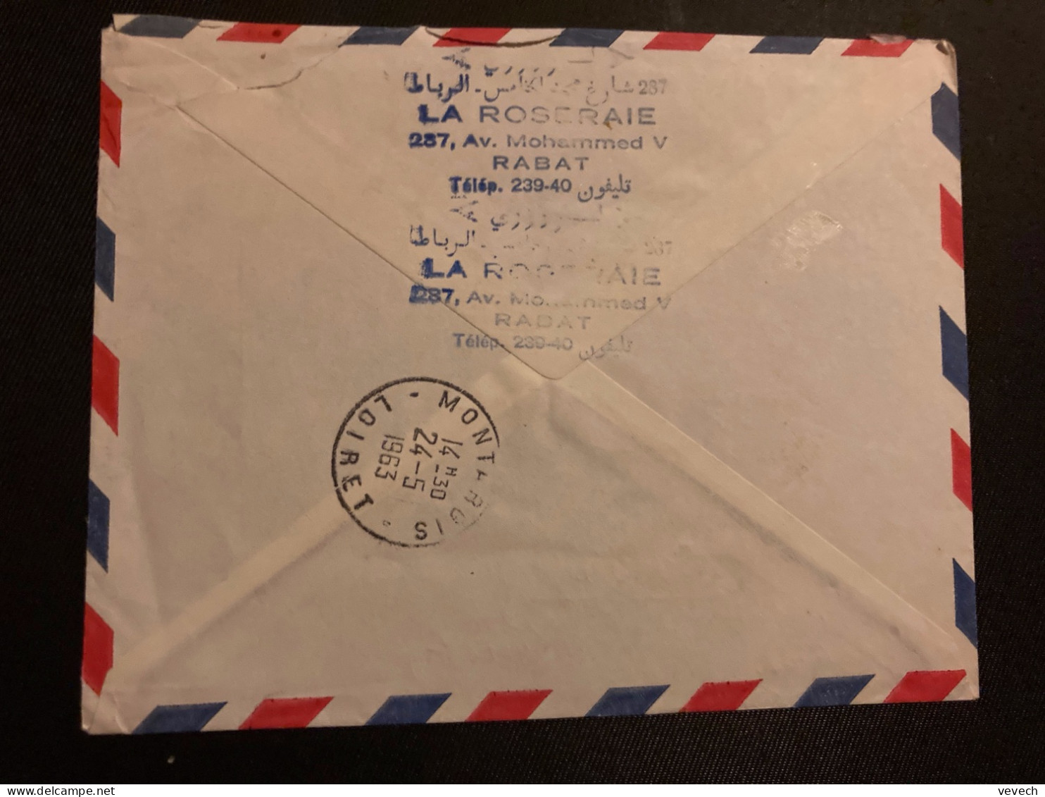 LETTRE LA ROSERAIE Par EXPRES Par Avion Pour La FRANCE TP 070 + 0,30 Paire OBL.22-5 1963 RABAT RP - Maroc (1956-...)