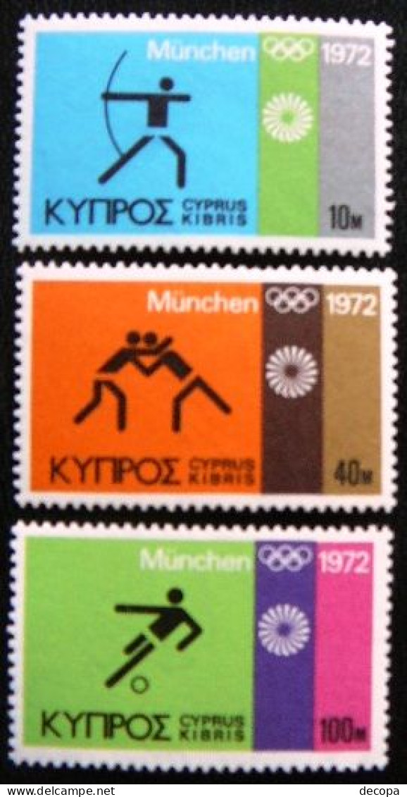 (dcos-308)   Cyprus  -  Chypre      Michel  377-79   MNH   1972 - Sommer 1972: München