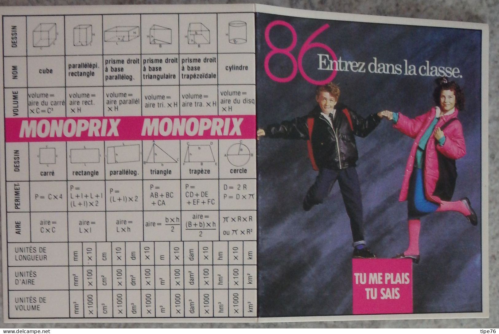 Petit Calendrier De Poche 1986 1987 Enseigne Monoprix  Entrez Dans La Classe - Kleinformat : 1981-90