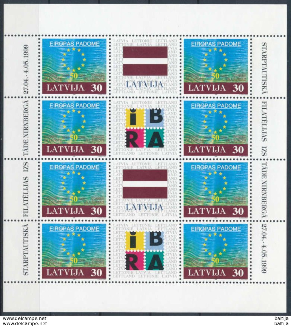Mi 500, ** MNH, Kleinbogen, Souvenir Sheet / Council Of Europe 50th Anniversary / Flag - Latvia