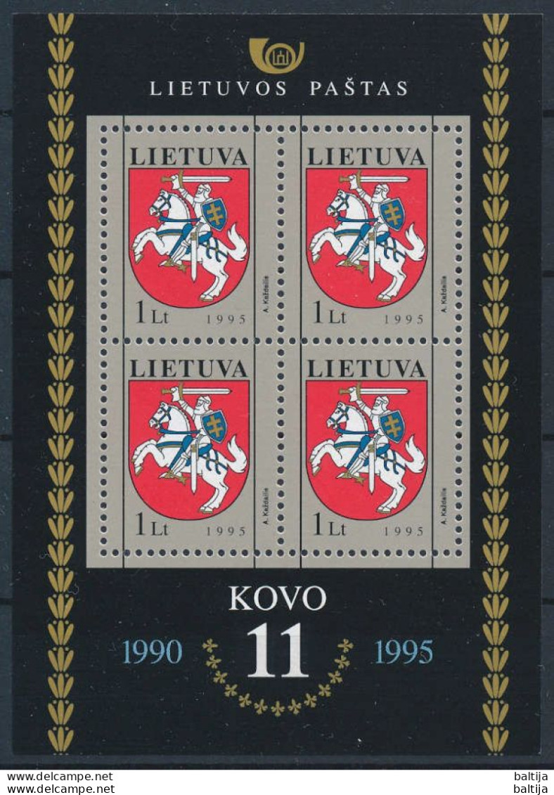 Mi Block 5 ** MNH / Restoration Of Independence 5th Anniversary - Lithuania
