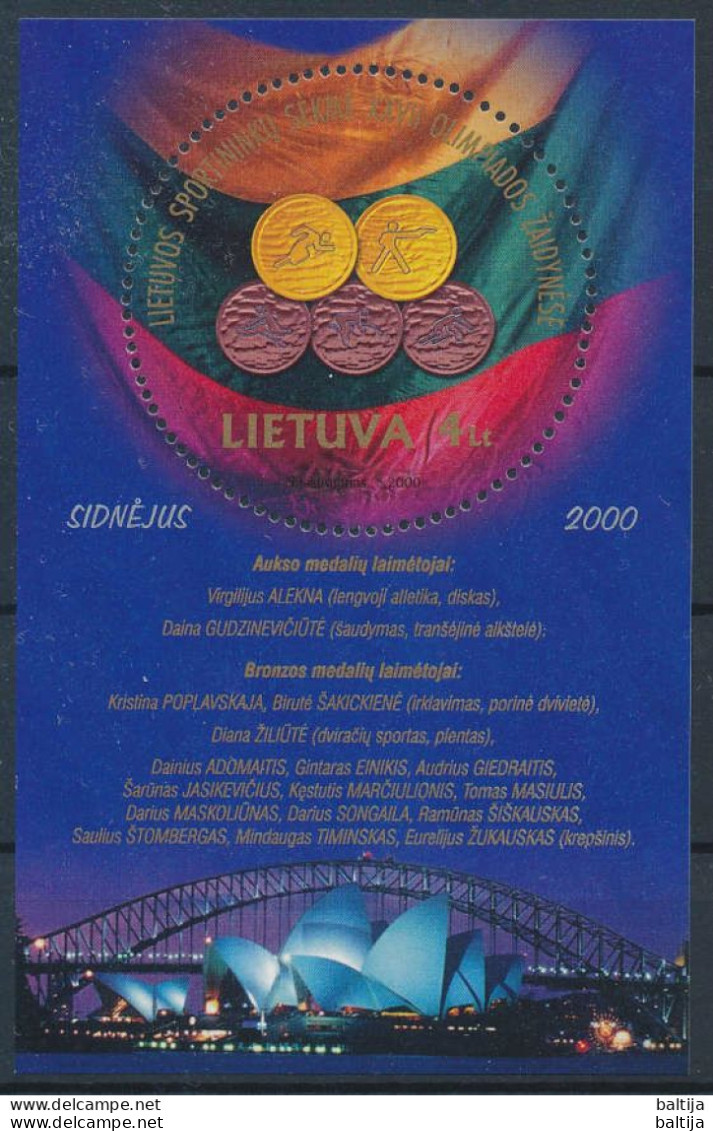 Mi Block 21 ** MNH / Medals Of Lithuanian Athletes At The Summer Olympics, Sydney - Flag - Lituania