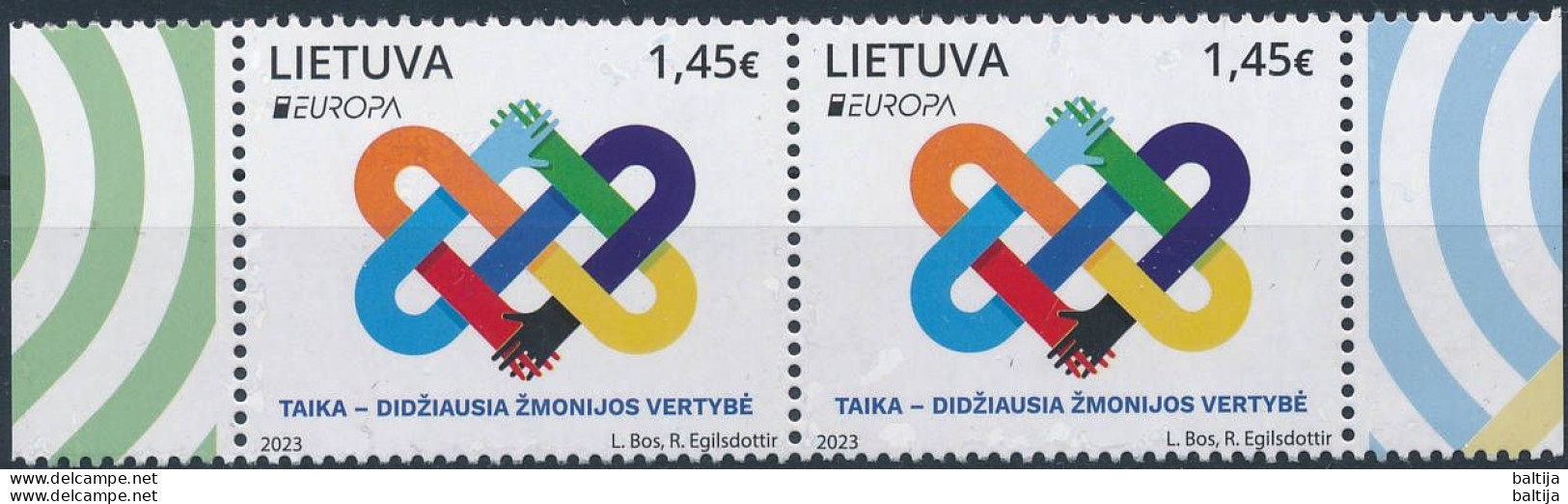 2x Mi 1395 MNH ** Pair / CEPT Europa - Peace - Litauen