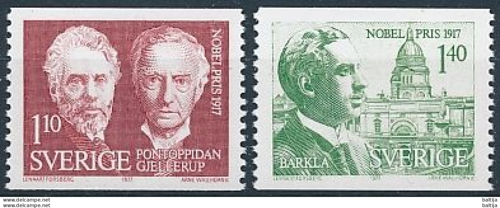 Sweden, Mi 1010-1011 ** MNH / Henrik Pontoppidan, Karl Gjellerup, Charles Glover Barkla - Nobelpreisträger