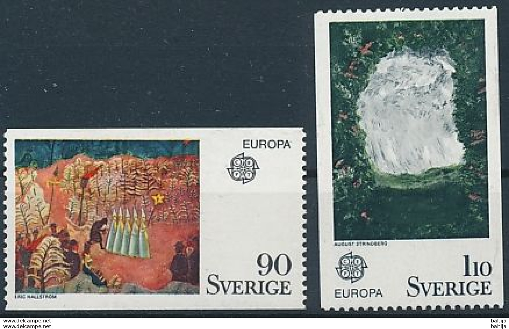 Sweden, Mi 899-900 ** MNH / Paintings, Eric Hallström, August Strindberg / CEPT, Europa - 1975