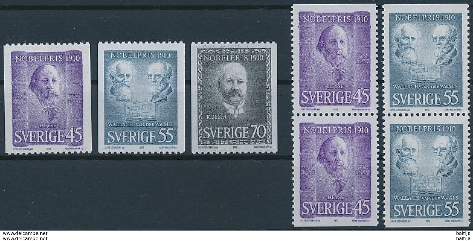 Sweden, Mi 697-699 ** MNH / Paul Heyse, Johannes Diderik Van Der Waals, Otto Wallach, Albrecht Kossel - Nobel Prize Laureates