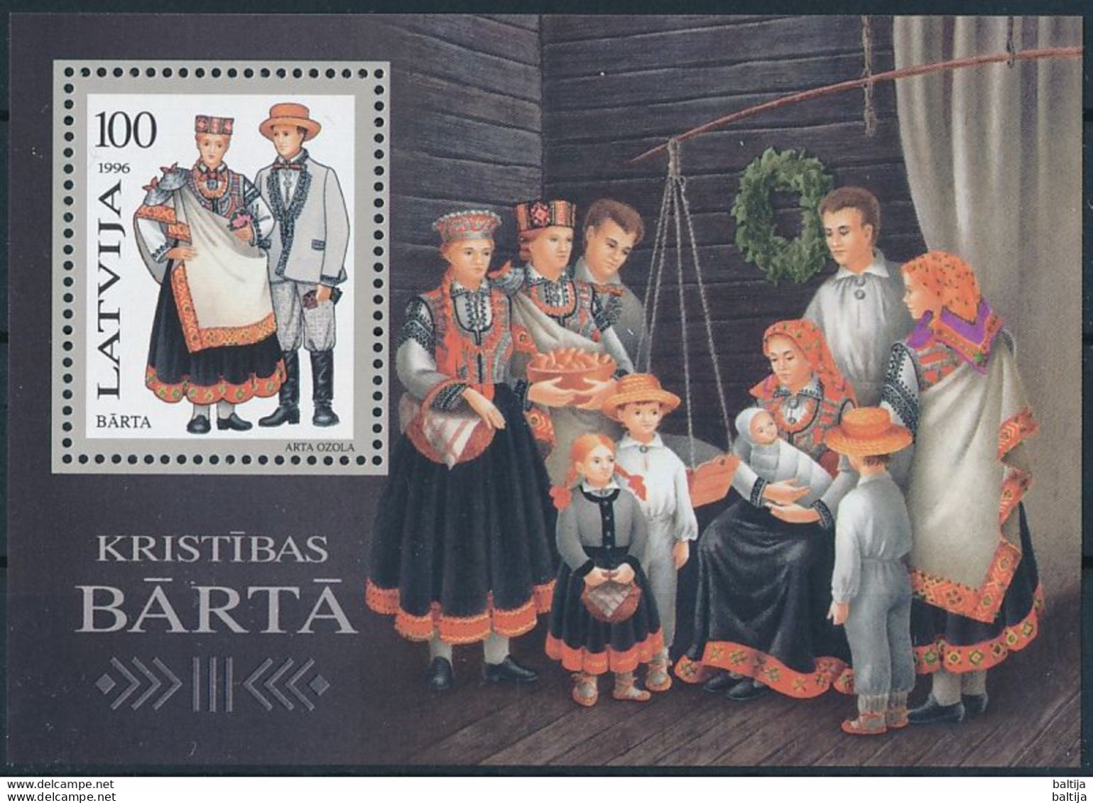 Mi Block 7 ** MNH / Traditional Costumes, Birth, Children - Lettland