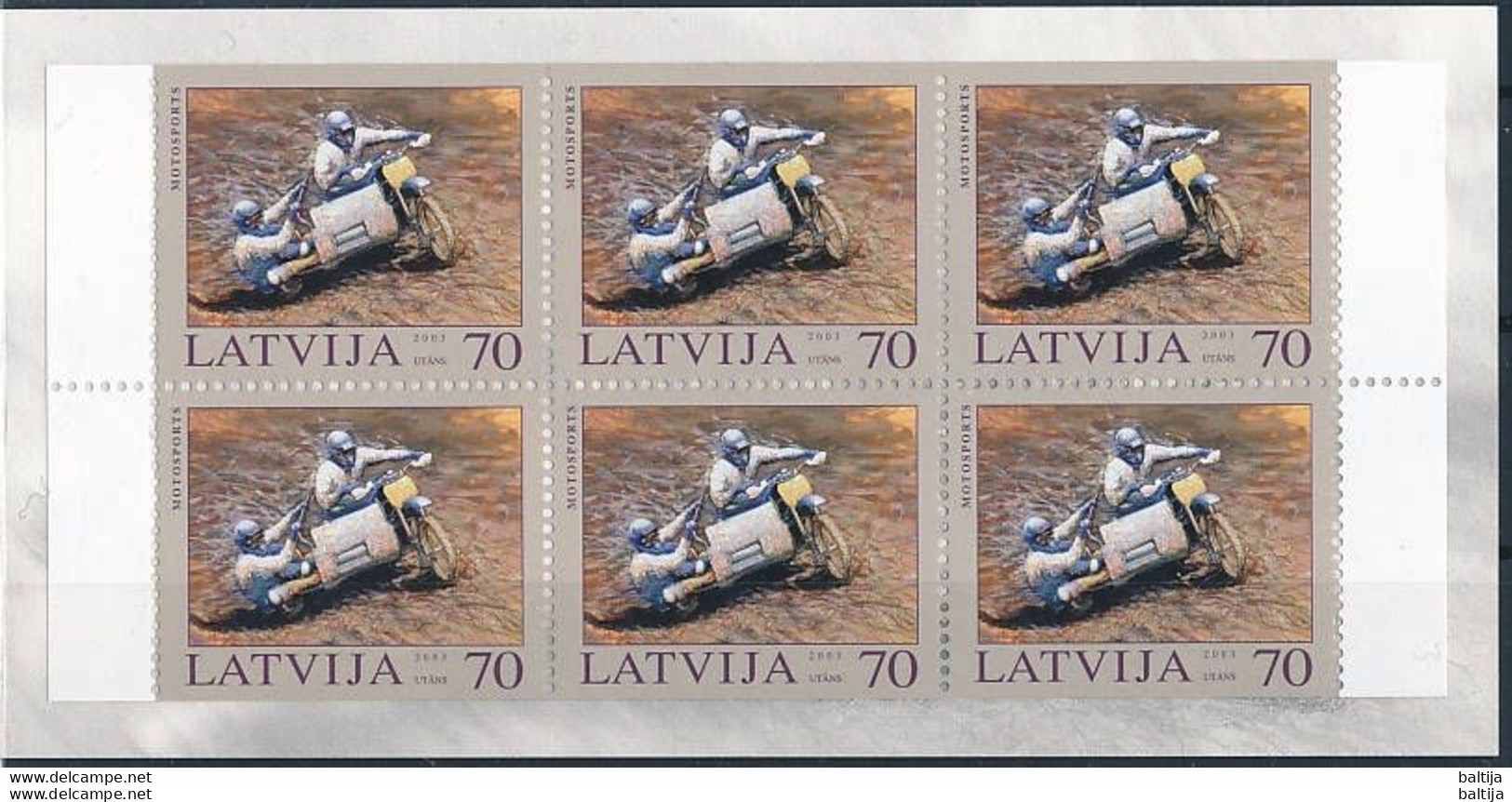 Latvia, Mi 599 ** MNH, Markenheft, Booklet / Sidecarcross Racing, Sidecar Motocross / Philatelic Exhibition Helsinki '03 - Motorfietsen