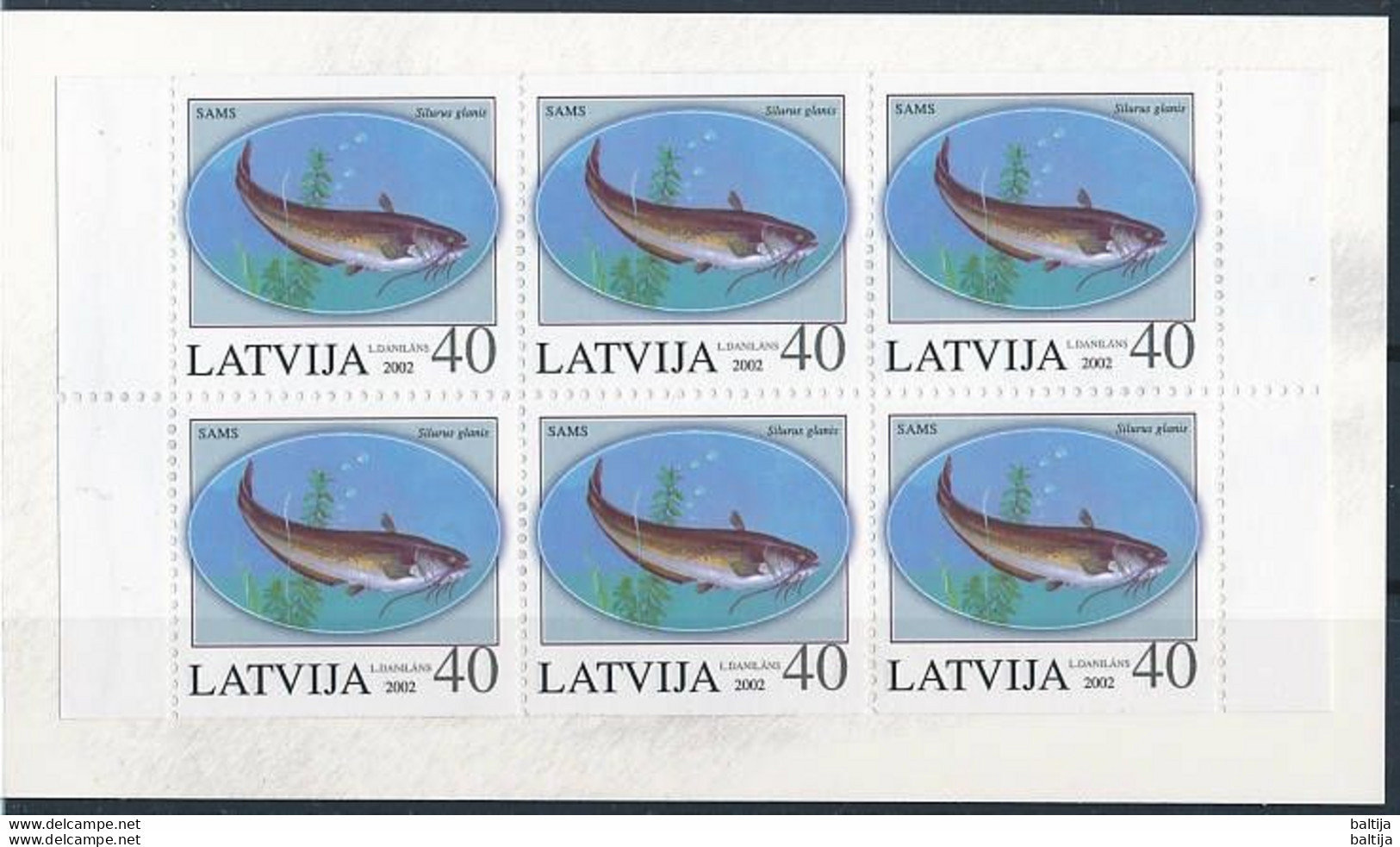 Latvia, Mi 575 ** MNH, Markenheft, Booklet / Fish, Wels Catfish, Silurus Glanis / AMPHILEX 2002 - Vissen