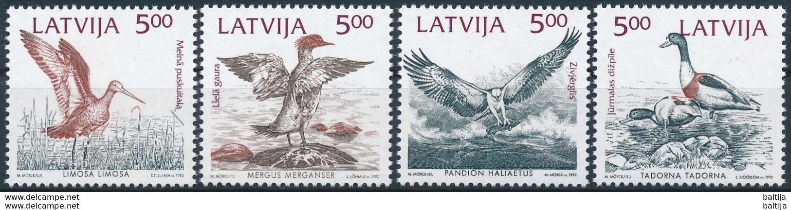 Mi 340-343, ** MNH / Mare Balticum, Birds, Joint Issue, Slania - Latvia