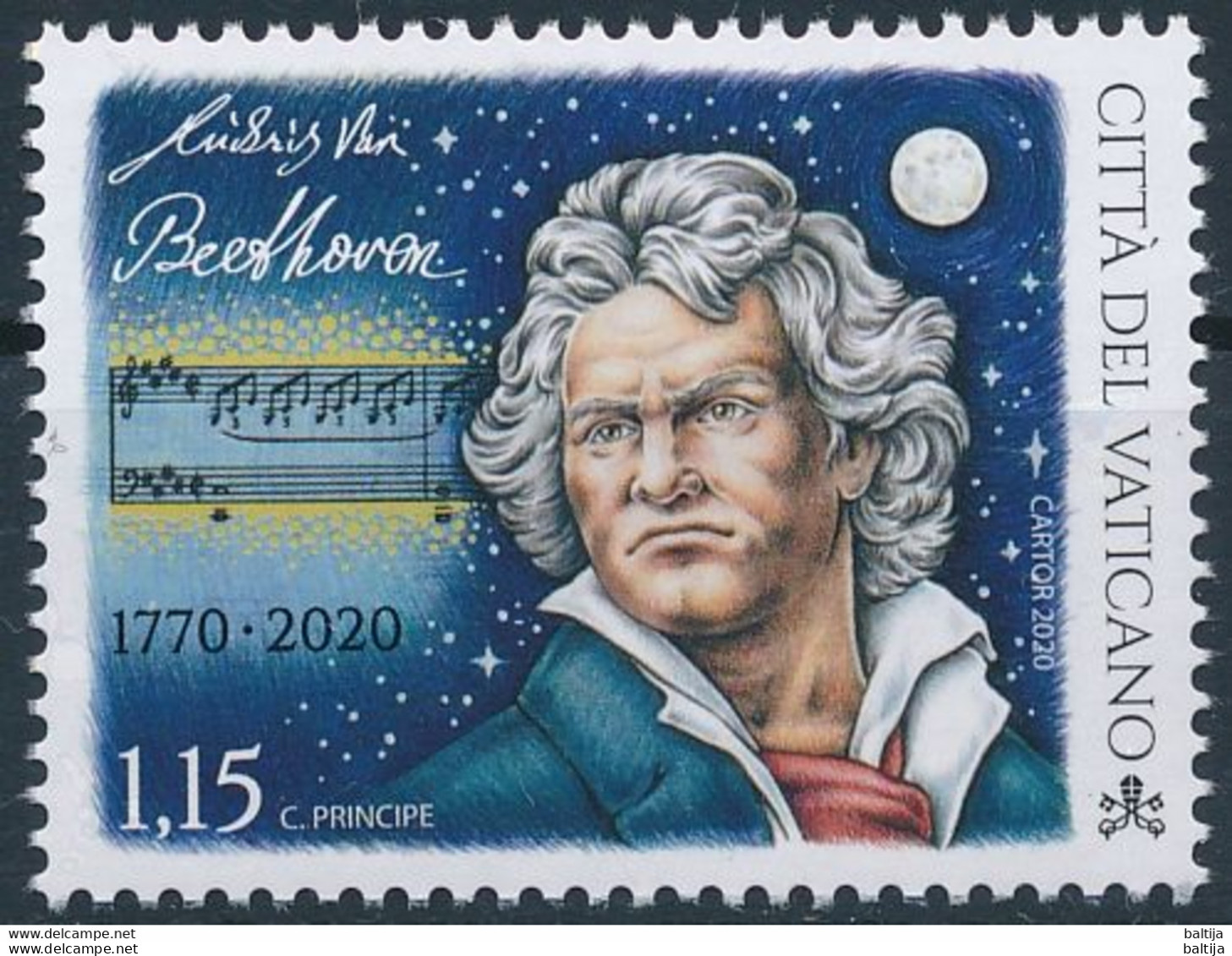 Vatican, Mi 2011 MNH ** / Composer Ludwig Van Beethoven, 250th Birthday - Ongebruikt