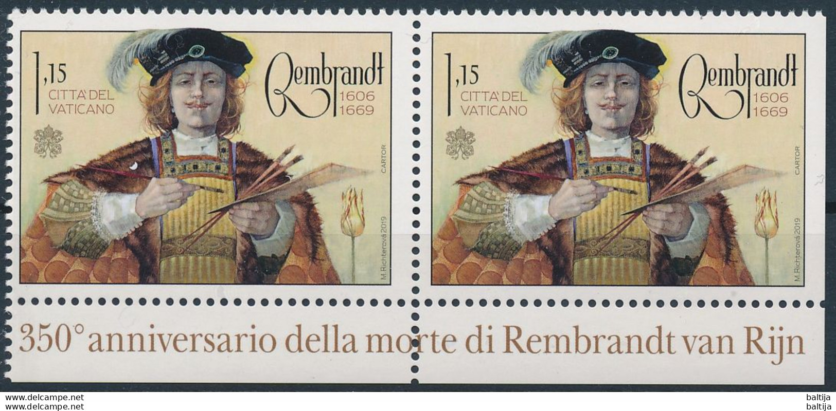 Vatican, Mi 1982 A+D MNH ** / Golden Age Painter Rembrandt Van Rijn, 350th Death Anniversary - Rembrandt
