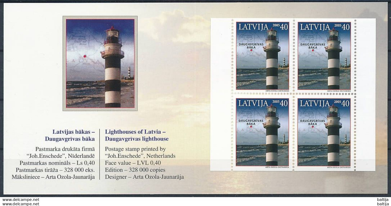 Latvia, Mi 645 ** MNH, Markenheft, Booklet / Daugavgrīva Lighthouse / Philatelic Exhibition HELSINKI 2005 - Lighthouses