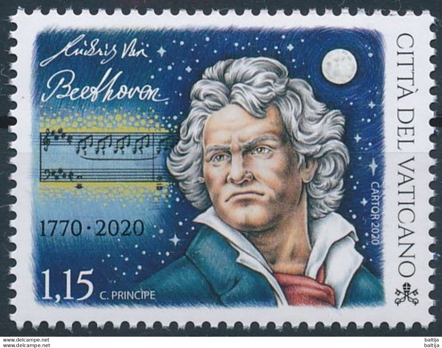 Vatican, Mi 2011 MNH ** / Composer Ludwig Van Beethoven, 250th Birthday - Music