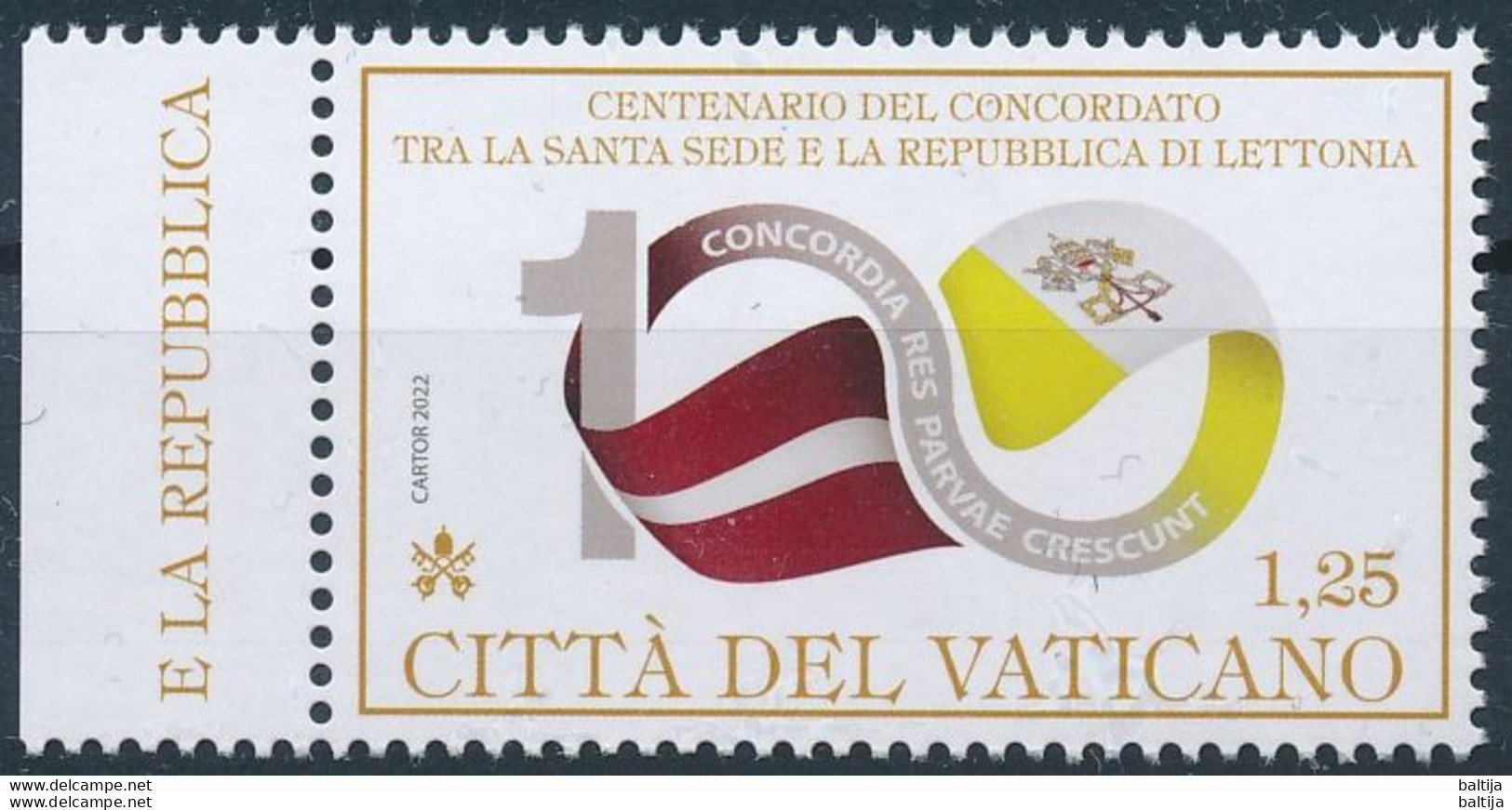 Vatican, Mi 2063 MNH ** / 100 Years Concordat Between Holy See And Latvia / Flag, Joint Issue - Gemeinschaftsausgaben