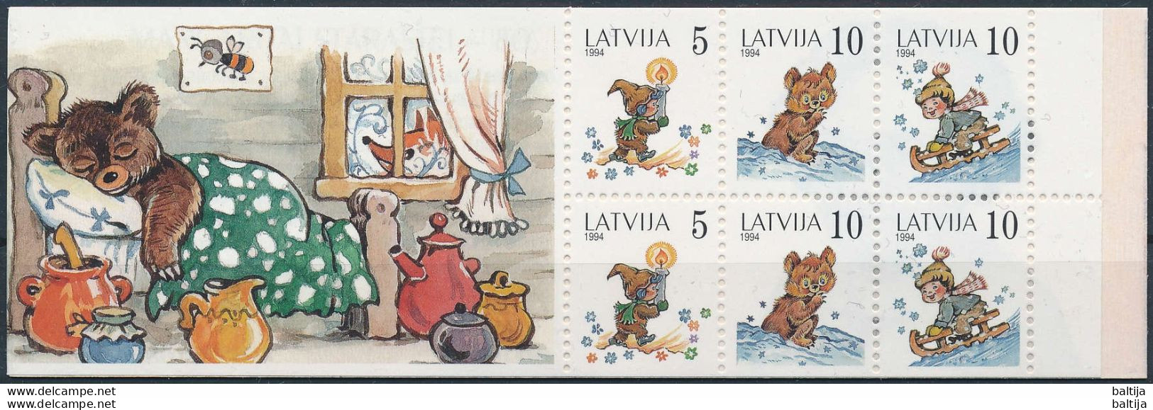 Mi 386-88, MH 2 ** MNH / Margarita Stāraste 80th Birthday, Booklet / Fairy Tale, Teddy Bear, Children - Latvia