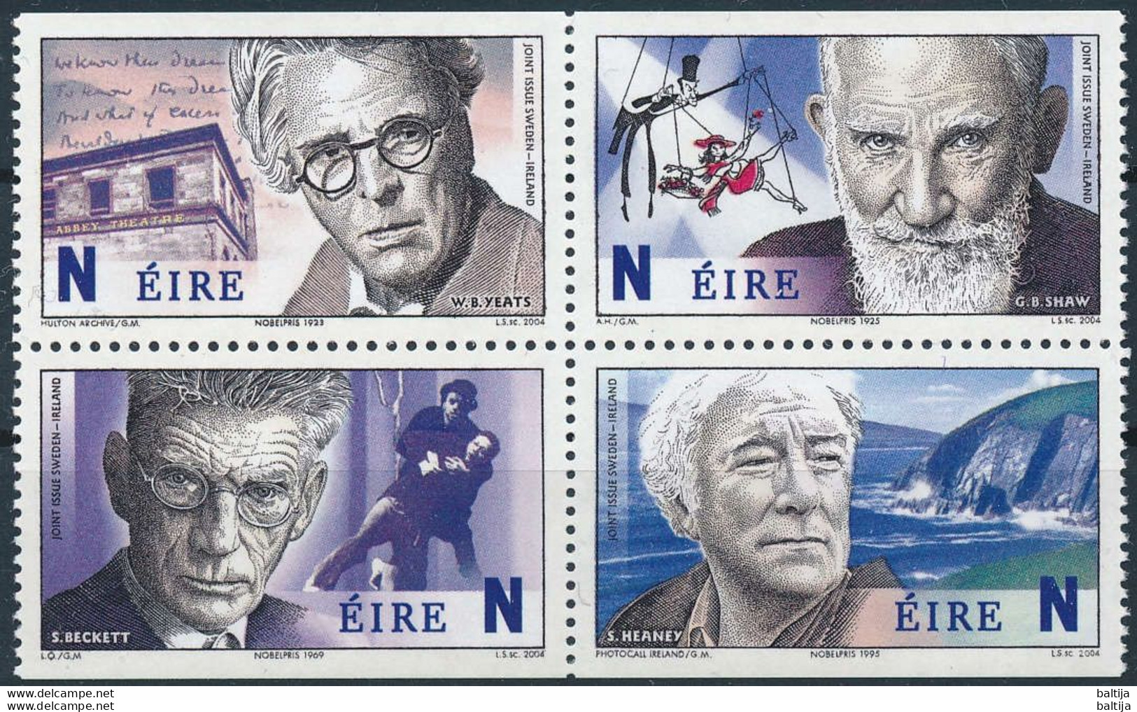 Mi 1611-14 D ** MNH / Nobel Prize In Literature, Laureates, Yeats, Shaw, Beckett, Heaney, Joint Issue - Nuovi