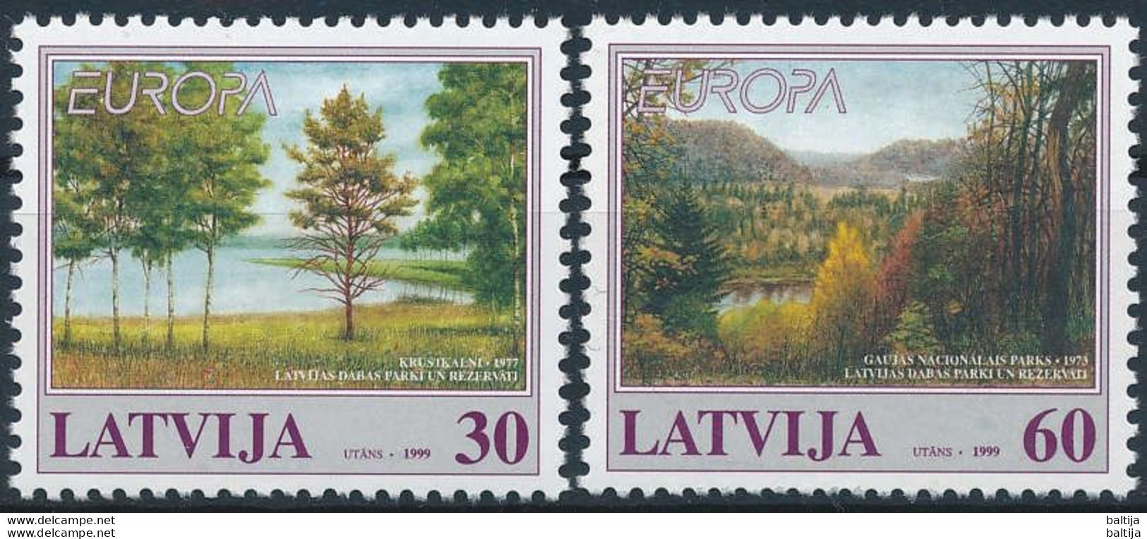 Mi 496-97 ** MNH / CEPT Europa, Nature Reserves, Krustkalni, Gauja - Lettonie