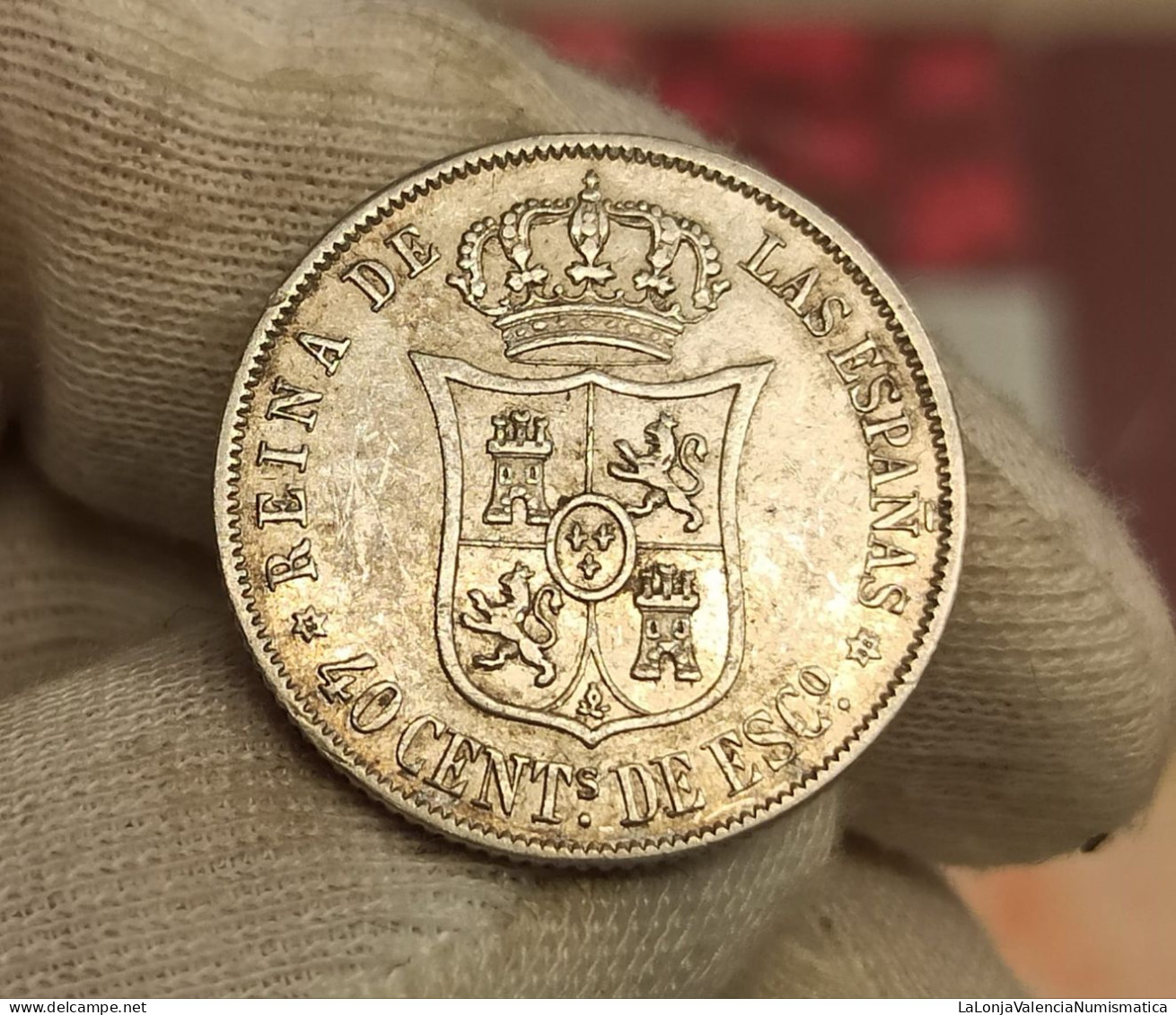 España Spain Isabel II - 40 Céntimos De Escudo 1868 Madrid Km 628.2 Plata - Andere & Zonder Classificatie