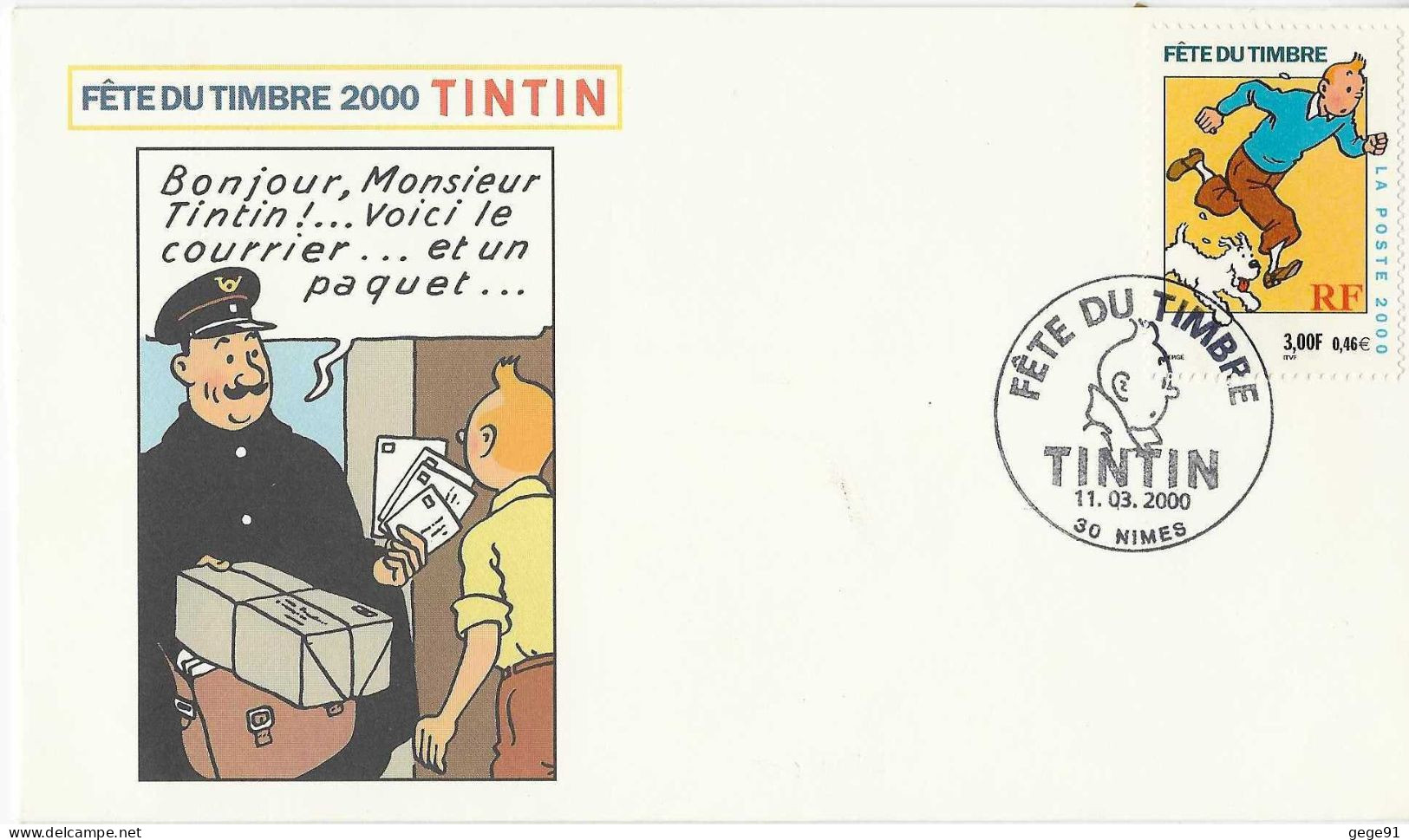 FDC - YT 3304 - Tintin - Personnage De Bandes Dessinées - 2000-2009