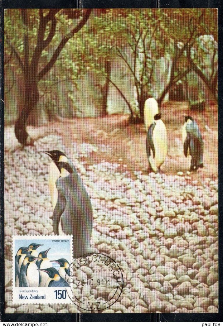 NEW ZEALAND NUOVA ZELANDA 1990 BIRD FAUNA EMPEROR PENGUIN 1.50$ MAXI MAXIMUM CARD CARTE - FDC