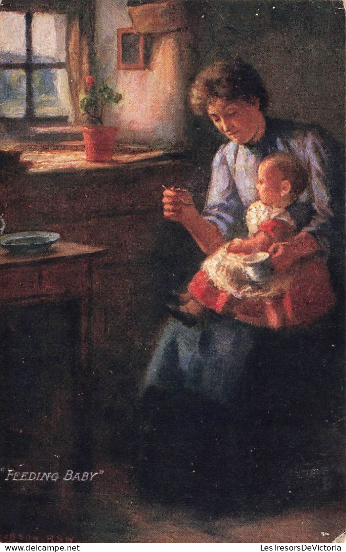 ARTS - Peintures Et Tableaux - Feeding Baby - Carte Postale Ancienne - Pittura & Quadri