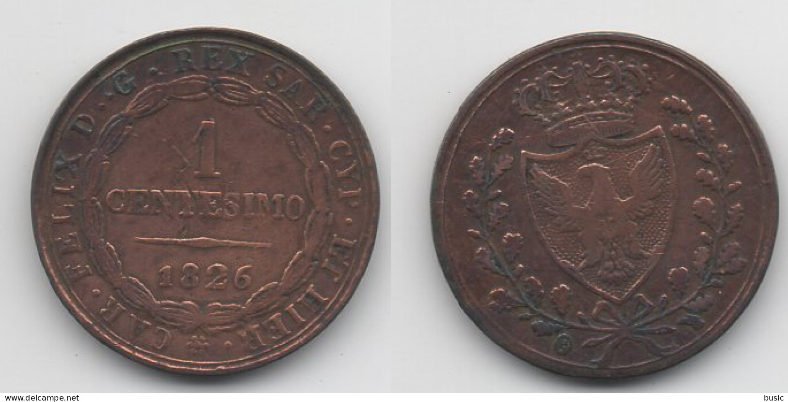 + ITALIE  + 1 CENTESIMO 1826 + - Italian Piedmont-Sardinia-Savoie