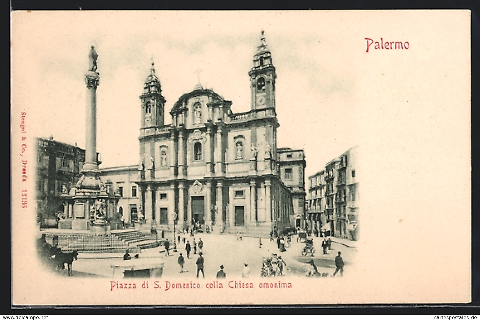 Cartolina Palermo, Piazza Di S. Domenico Colla Chiesa Omonima  - Palermo