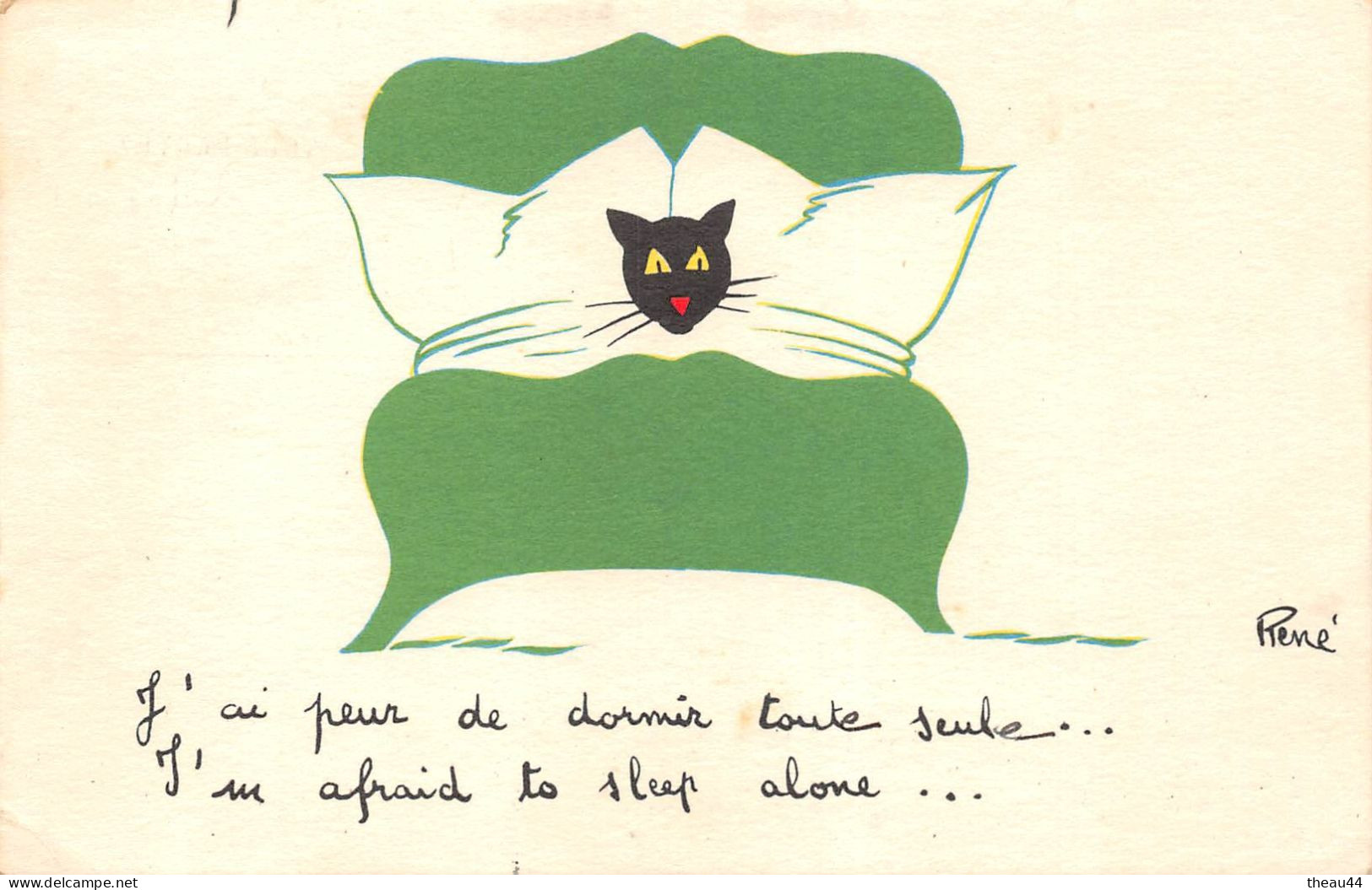 ¤¤  -  Lot De 3 Cartes De " CHATS  "  -   Illustrateur " RENE "   -  ¤¤ - Chats