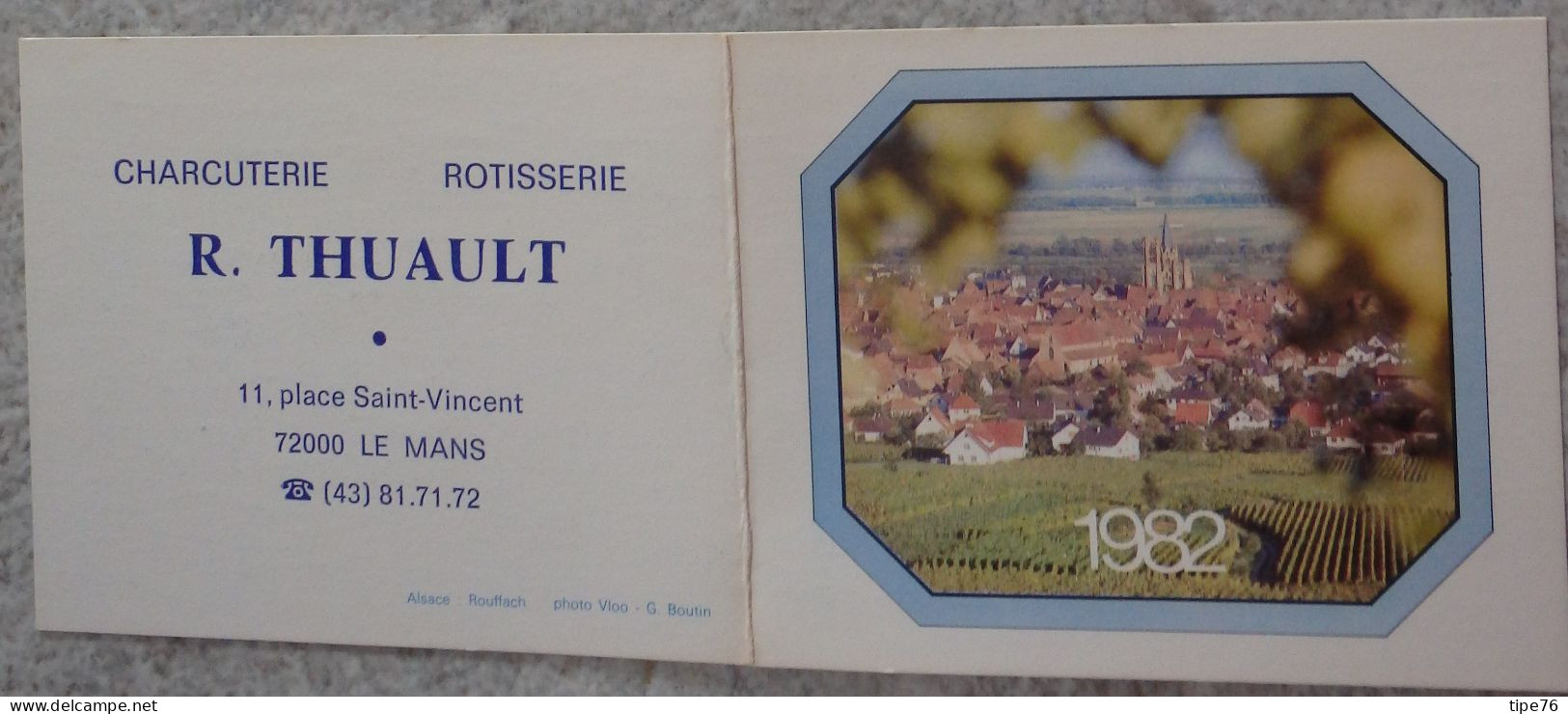 Petit Calendrier De Poche 1982  Alsace Haut Rhin Rouffach - Place Saint Vincent Le Mans Sarthe - Kleinformat : 1981-90