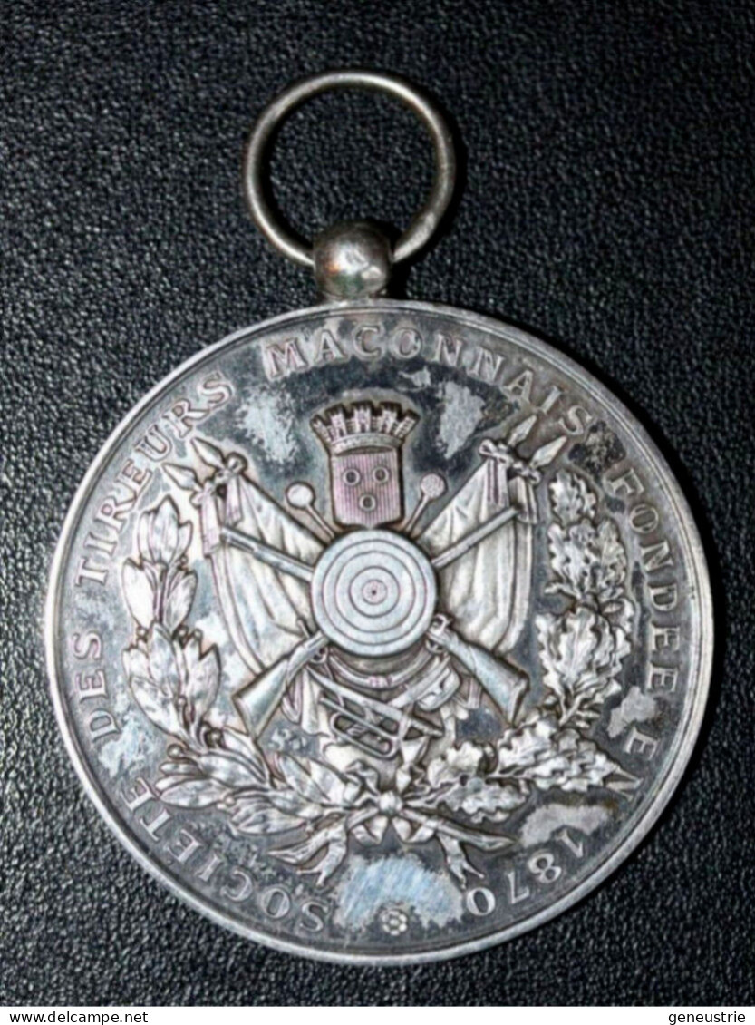 Jeton à Bélière Médaille Argent Ville De Macon "Société Des Tireurs Maconnais" - Professionnels / De Société