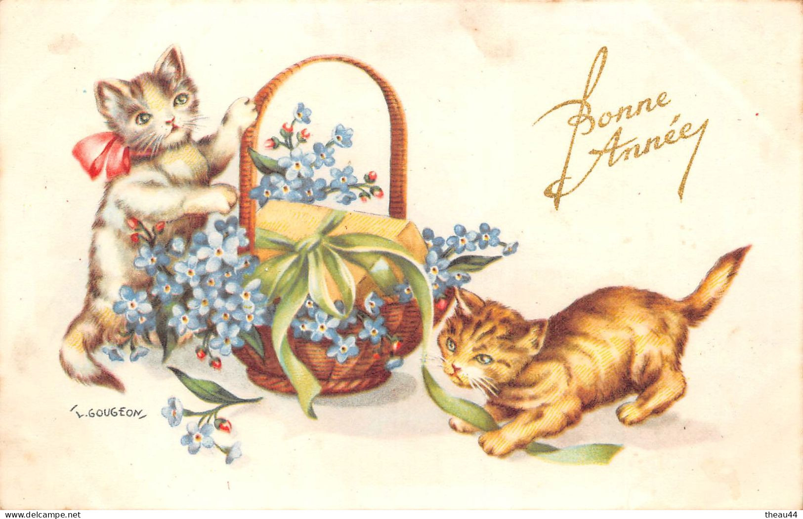 ¤¤  -  Lot De 5 Cartes De " CHATS  "  - Bonne Année, Joyeuses Pâques   -  ¤¤ - Cats