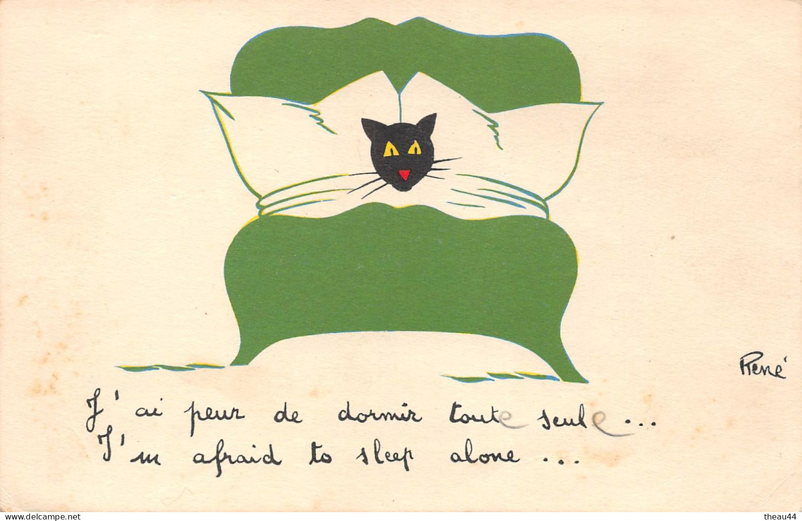 ¤¤  -  Lot de 5 Cartes de " CHATS  "  - Bonne Année, Joyeuses Pâques   -  ¤¤