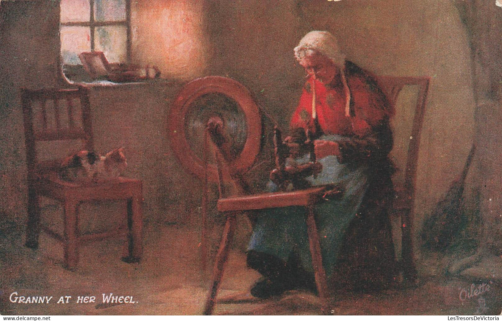 ARTS - Peintures Et Tableaux - Granny At Her Wheel - Carte Postale Ancienne - Pintura & Cuadros