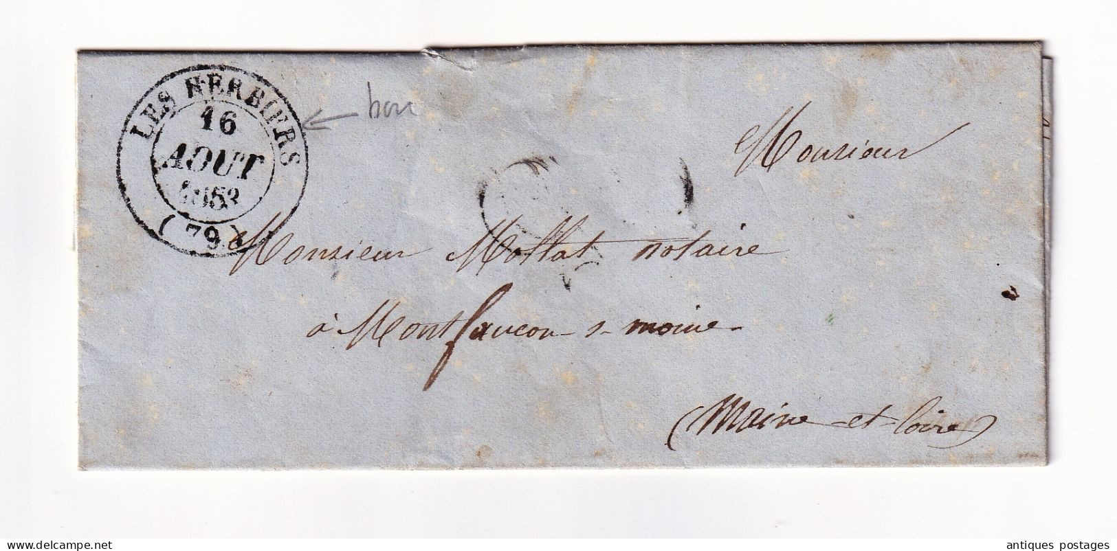 Lettre 1858 Avec Correspondance Comptoir Rural Les Herbiers Vendée Montfaucon-sur-Moine Maine Et Loire Montigné - 1849-1876: Klassieke Periode