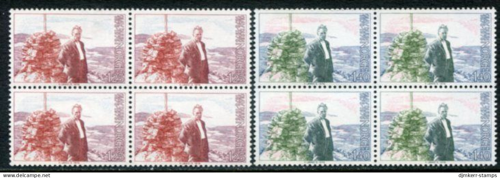 NORWAY 1976 Duun Birth Centenary Blocks Of 4 MNH / **.  Michel 730-31 - Nuevos