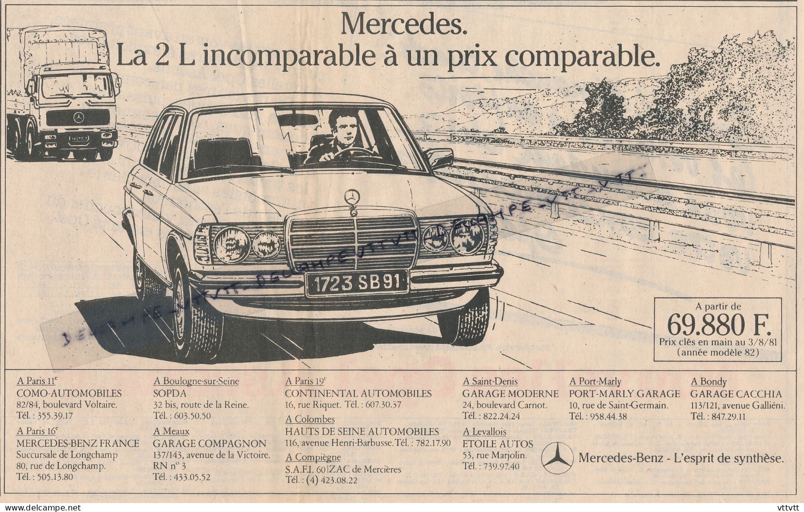 Ancienne Publicité (1981) : Mercedes 2 L, Incomparable à Un Prix Comparable, Mercedes-Benz, Camion - Publicités